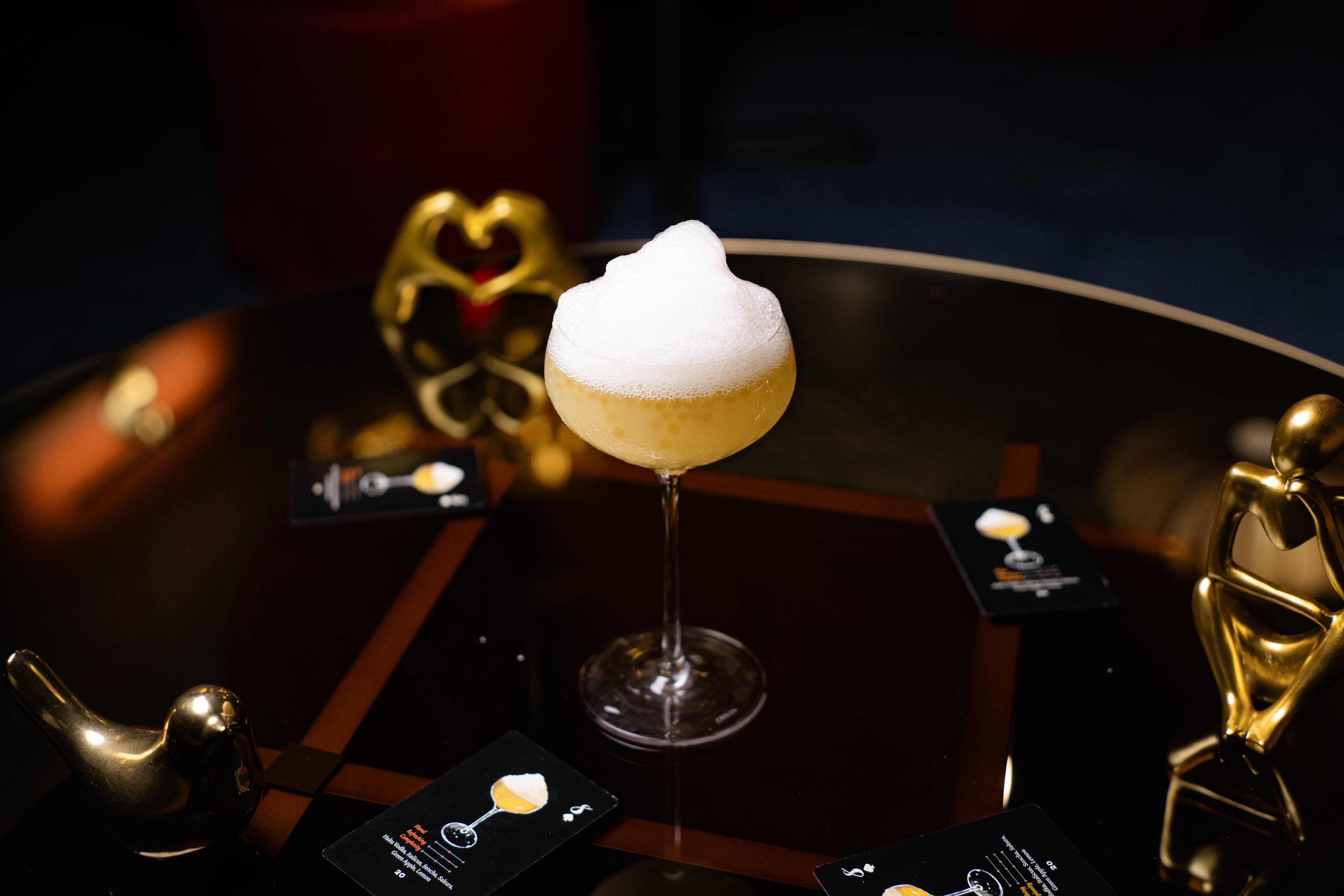 Multi-Sensory Martini topped with aromatic foam at RokuNana NYC