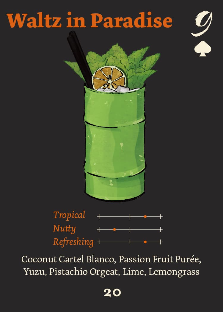 Waltz in Paradise with yuzu and pistachio orgeat — 9